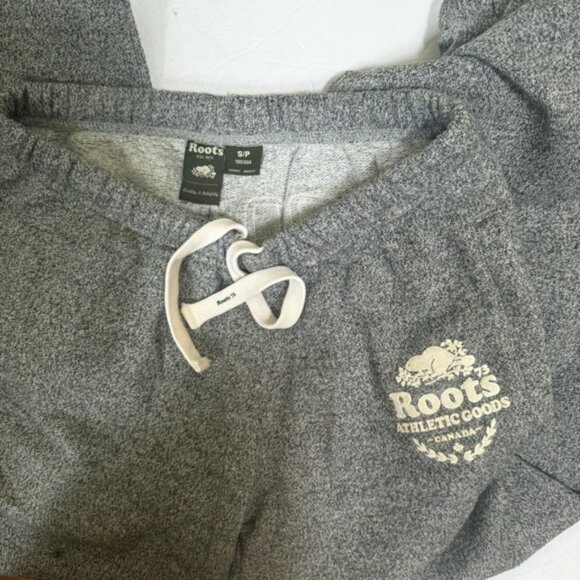 Roots Cotton Salt & Pepper Back Logo Pockets Cuff Sweatpant Track Pants Joggers - Picture 5 of 16